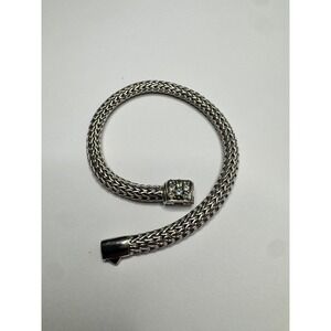 John Hardy Sterling Silver Woven Bracelet clear Gemstone
